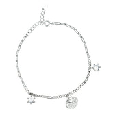 Dainty Crystal Charm Silver Bracelet