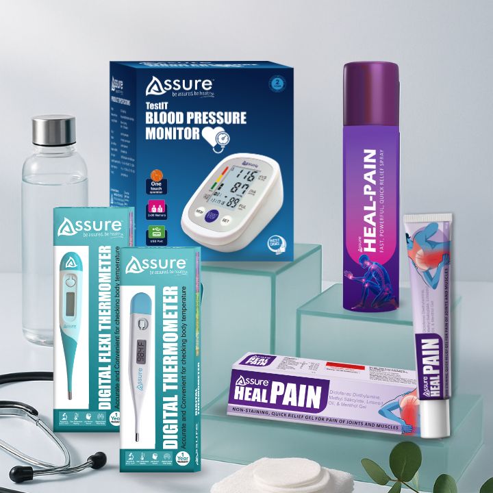 Digital Thermometer , pain relief gel , pain relief spray, blood pressure checking machine