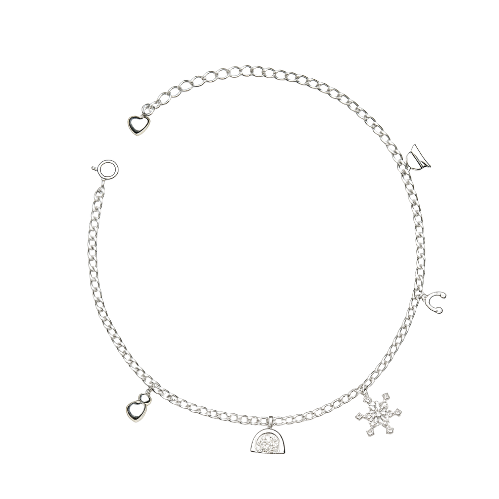 Axora Life 925 sterling silver mini charm anklet for women