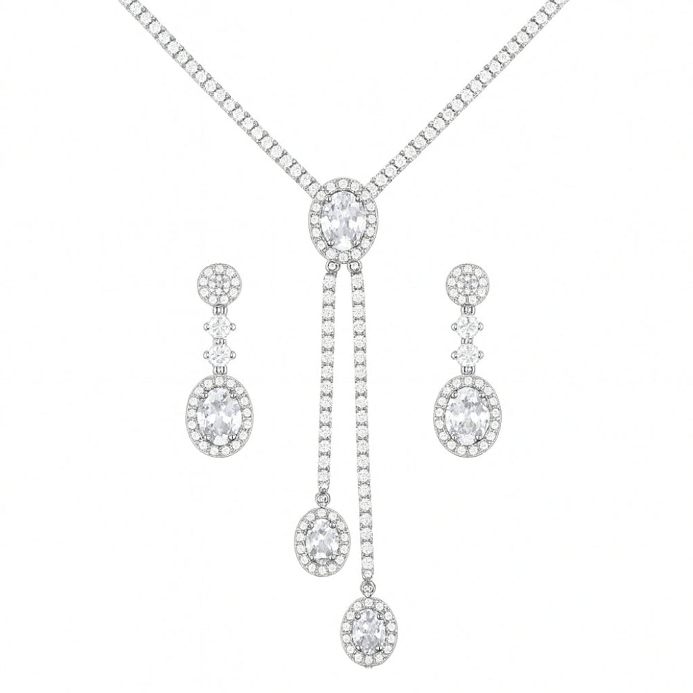 Axora Life 925 sterling silver oval stone necklace set for women