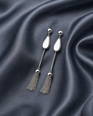 Sterling silver earrings for women with sleek tassel chain design