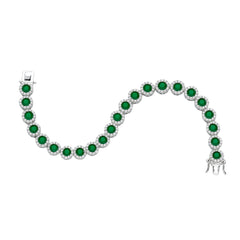 Sterling silver designer bracelet for women with green stone detailing