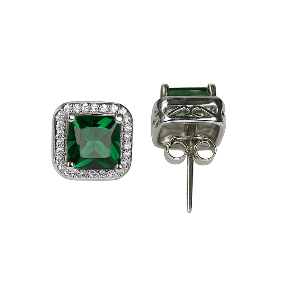 925 sterling silver earrings India with sparkling crystal halo