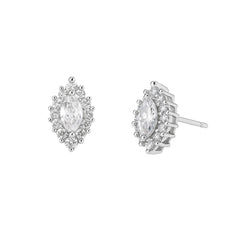 Axora Life 925 sterling silver marquise halo CZ stud earrings for women
