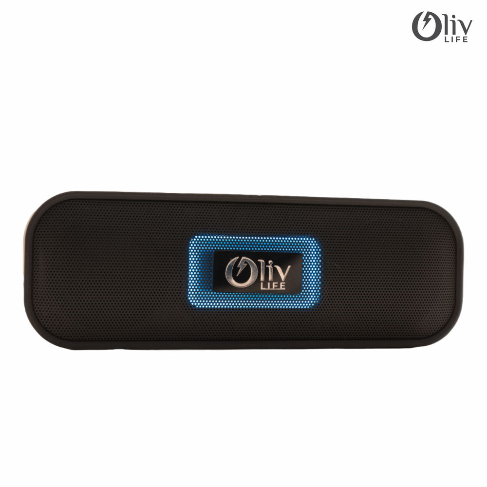 OlivLife Boss 10.1 speaker features – 10W output, extra bass, waterproof dustproof, blue LED display, 8Hr battery, Bluetooth mic