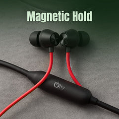 OlivLife Bluetooth neckband in yellow and red – bold colour wireless neckband earphones with mic and 30-hour battery fills.in