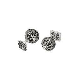 Axora Life oxidized 925 sterling silver floral ball stud earrings for women