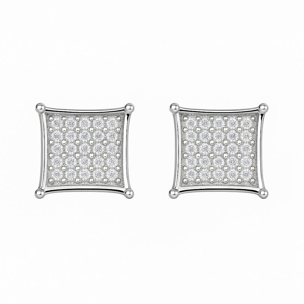 Silver traditional earrings for women with classic square stud style
