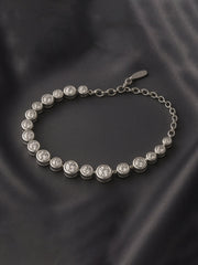 Original silver bracelet for ladies with sparkling heart zircon tennis design