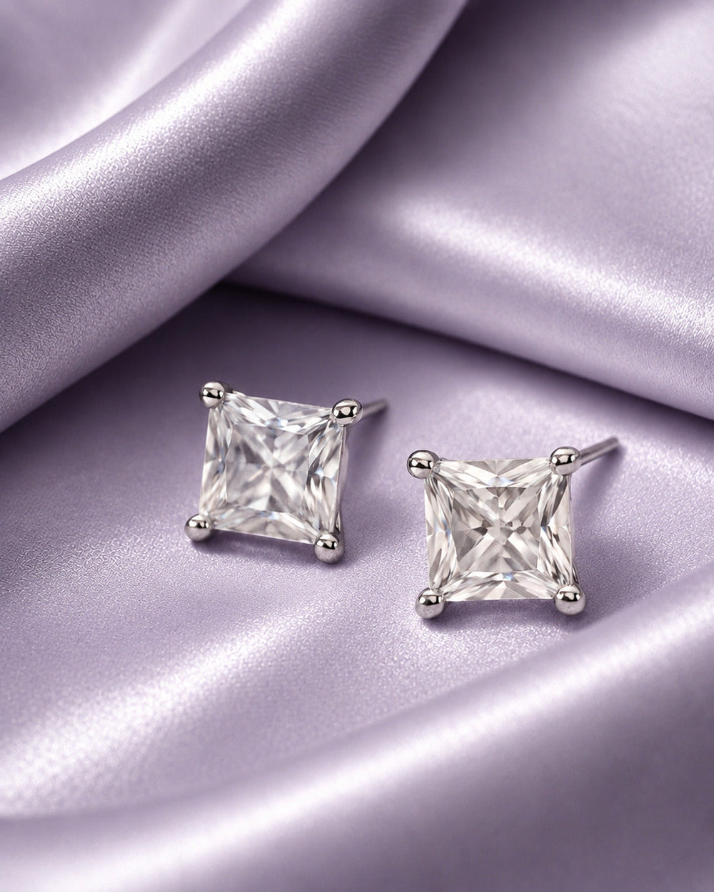 925 sterling silver earrings India with four-prong CZ stud design