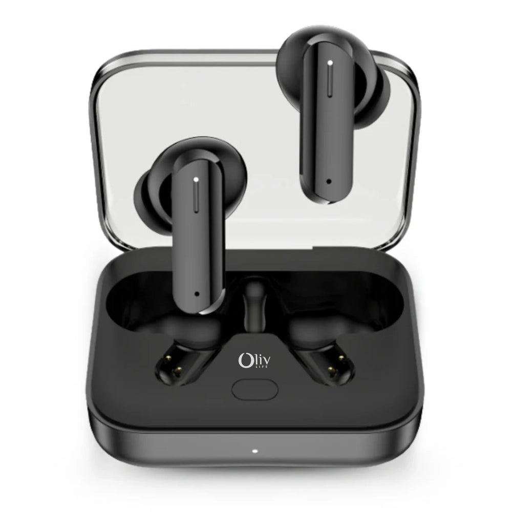 OlivLife Rivo Wireless Earbuds with charging case – deep bass Bluetooth earbuds with passive noise cancellation