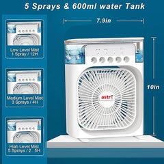Astra Appliances Portable Mini Air Cooler Fan with Water Mist, 3 Speed Modes & USB Type-C USB Air Cooler