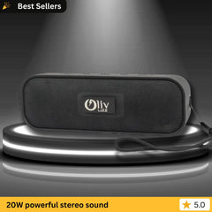 OlivLife Boss 10.1 portable Bluetooth speaker black – 10W extra bass wireless speaker with blue LED display and 8-hour battery