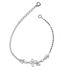 Sparkling Butterfly Charm Silver Bracelet