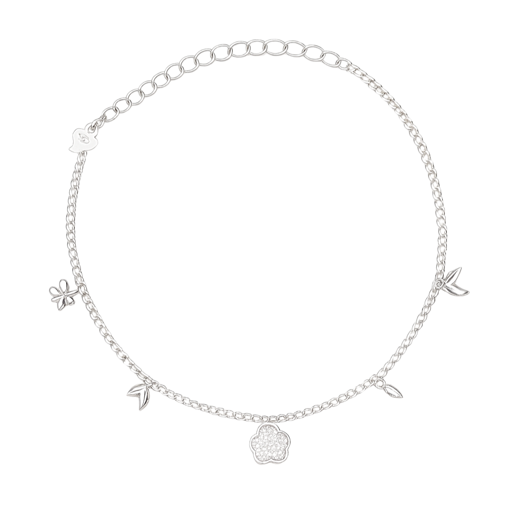 Elegant Silver Dual Anklet Set with Star & Flower Charms