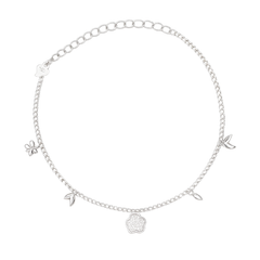 Elegant Silver Dual Anklet Set with Star & Flower Charms