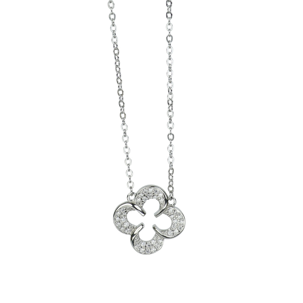 Sterling Silver Sparkling Clover Pendant