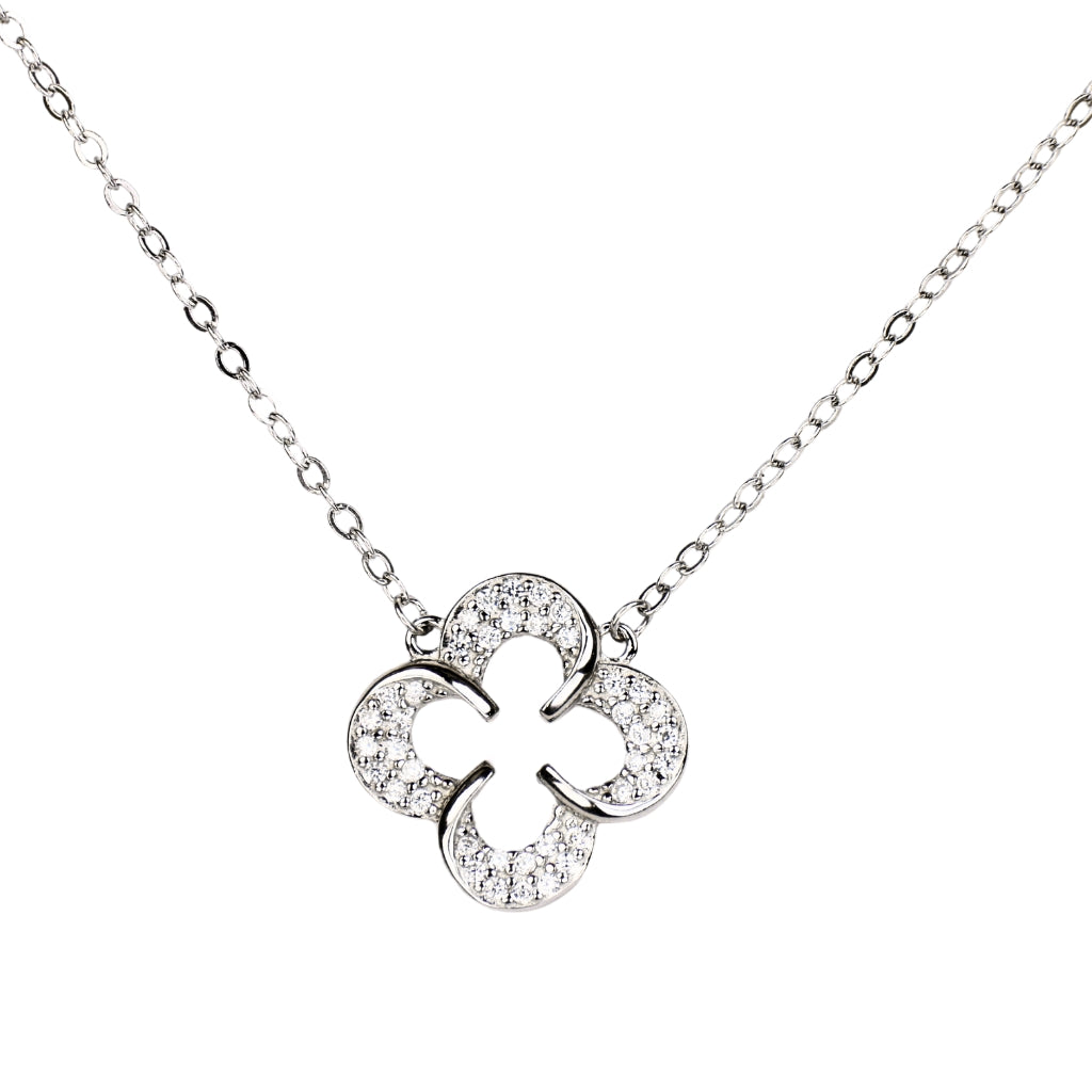 Sterling Silver Sparkling Clover Pendant