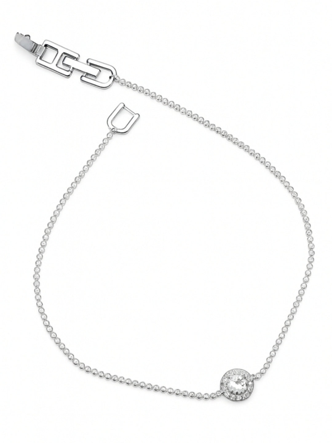 Minimalist Silver Anklet with Crystal Centerpiece