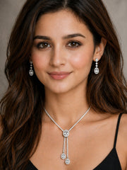925 Sterling Silver Oval Stone Necklace Set