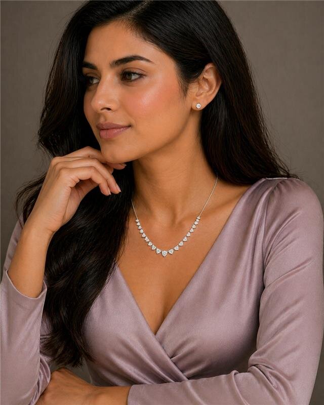 Silver Necklace & Earring Set with Teardrop Stones (Big Stone)