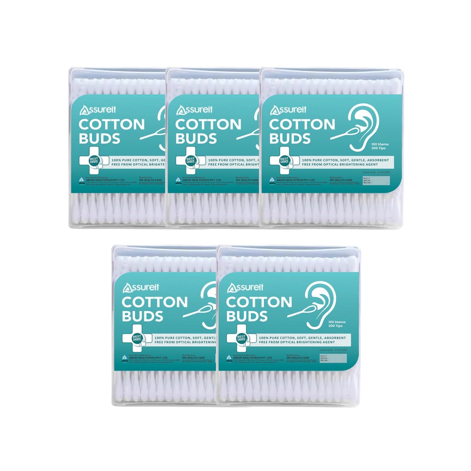 Assureit Organic Cotton Buds – Soft Hypoallergenic Ear Buds for Babies & Ear Cleaning