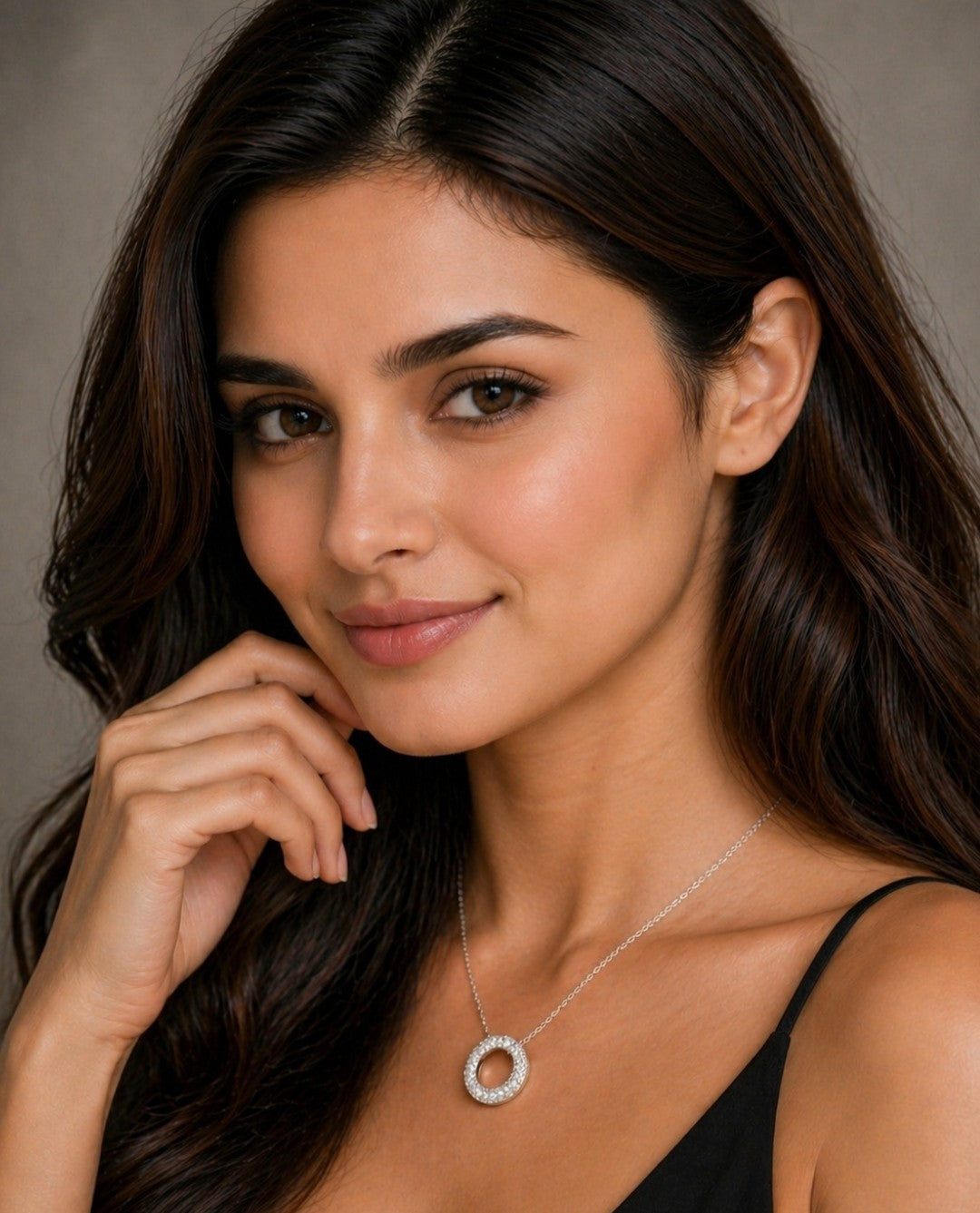 Silver Oval Shape Pendant Necklace