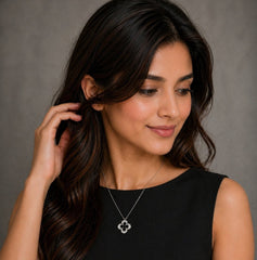 Sterling Silver Sparkling Clover Pendant