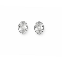 Classic Oval Crystal Silver Stud Earrings