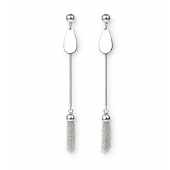 Silver Tassel Shine Drop Earrings