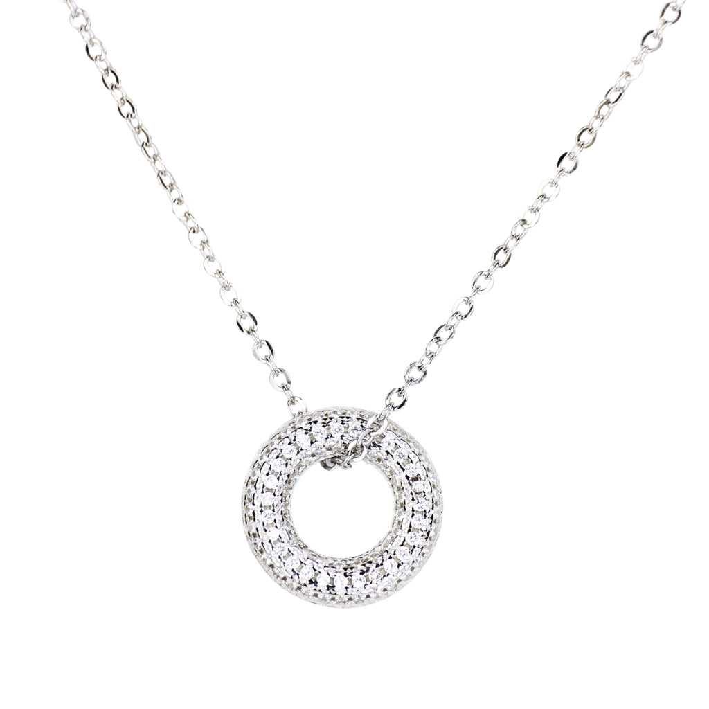 Silver Oval Shape Pendant Necklace