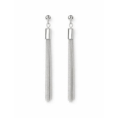 Minimalist Silver Chain Tassel Drop Earrings