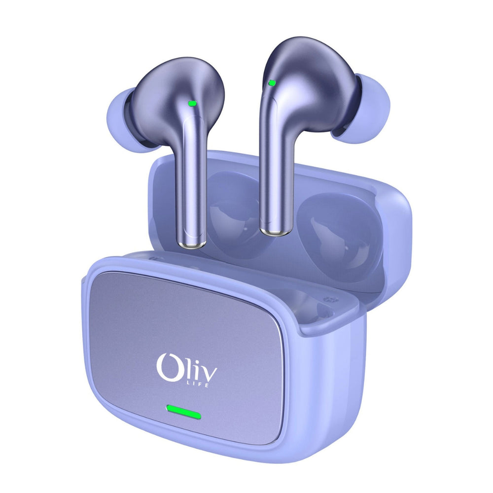 OlivLife Velo ANC wireless earbuds being worn – best earbuds for calling with 4-mic ENC and 30-hour battery
