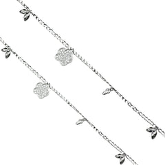 Elegant Silver Dual Anklet Set with Star & Flower Charms