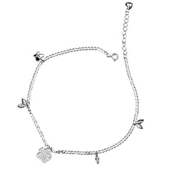Elegant Silver Dual Anklet Set with Star & Flower Charms