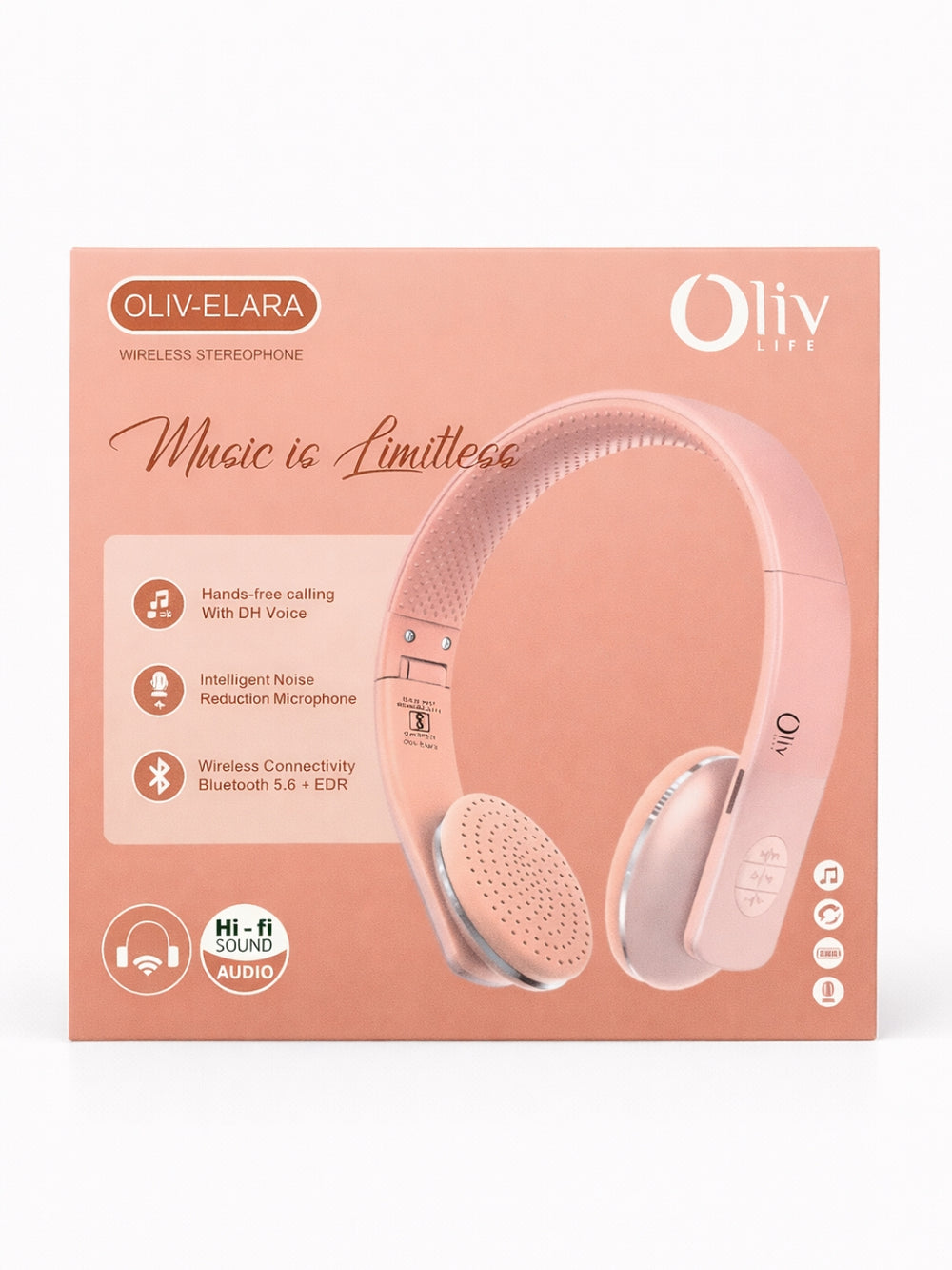 OlivLife Elara over-ear wireless headphones being worn by woman – lightweight stylish headphones for women with HD noise-reducing mic
