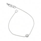 Minimalist Silver Anklet with Crystal Centerpiece