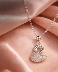 Elegant Silver Swan Pendant with Sparkling Gemstones