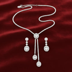 925 Sterling Silver Oval Stone Necklace Set