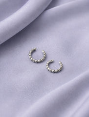 Silver Textured Beaded Ear Cuffs