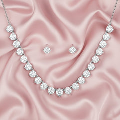 Silver Necklace & Earring Set with Teardrop Stones (Big Stone)