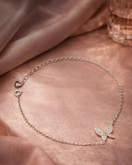 925 Sterling Silver Butterfly Charm Bracelet with Heart Detail
