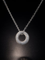 Silver Oval Shape Pendant Necklace