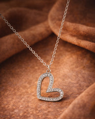 Silver Sparkling Heart Outline Pendant