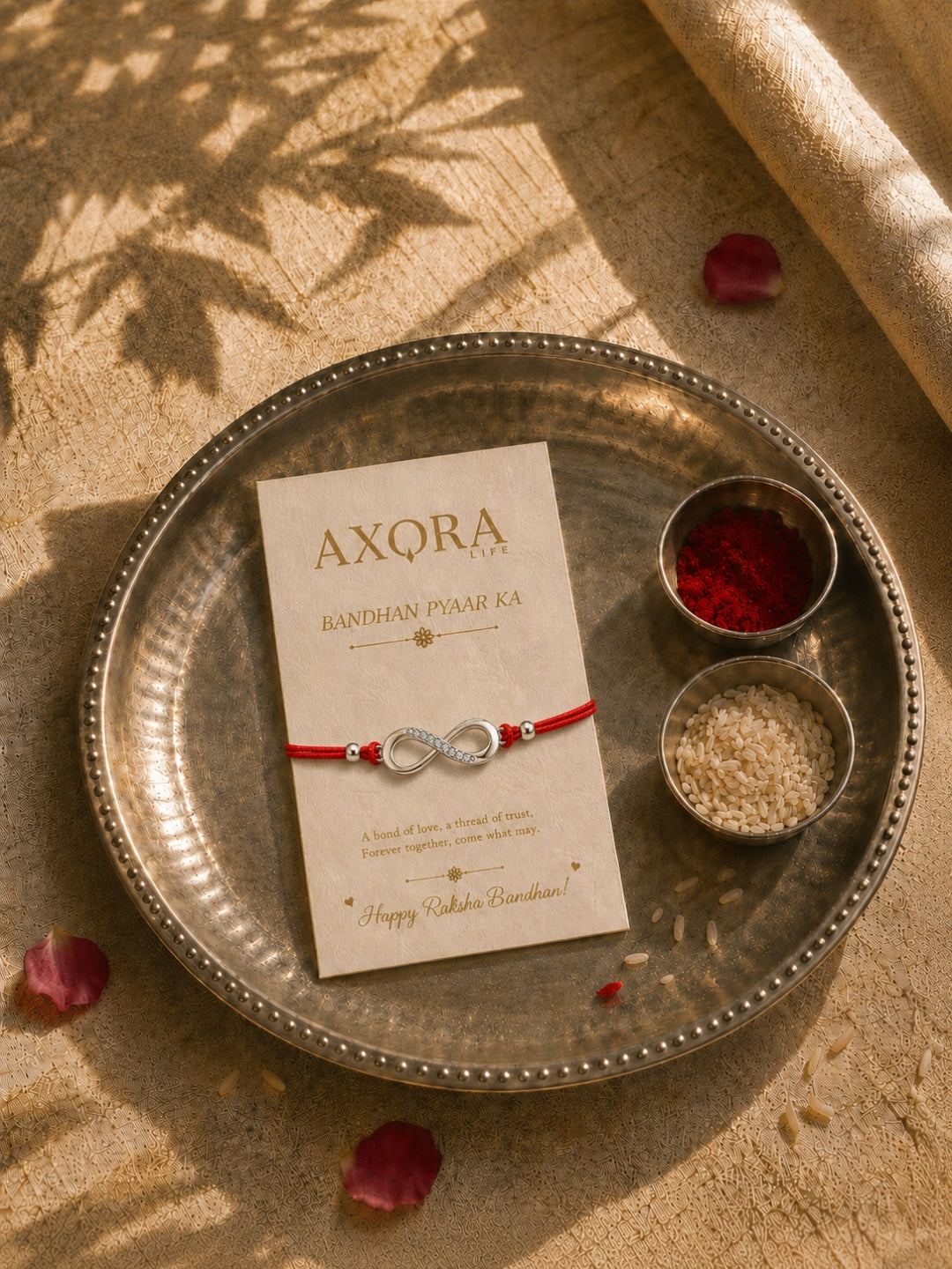 AXORA LIFE 925 Sterling Silver Heart Infinity Rakhi For Brother