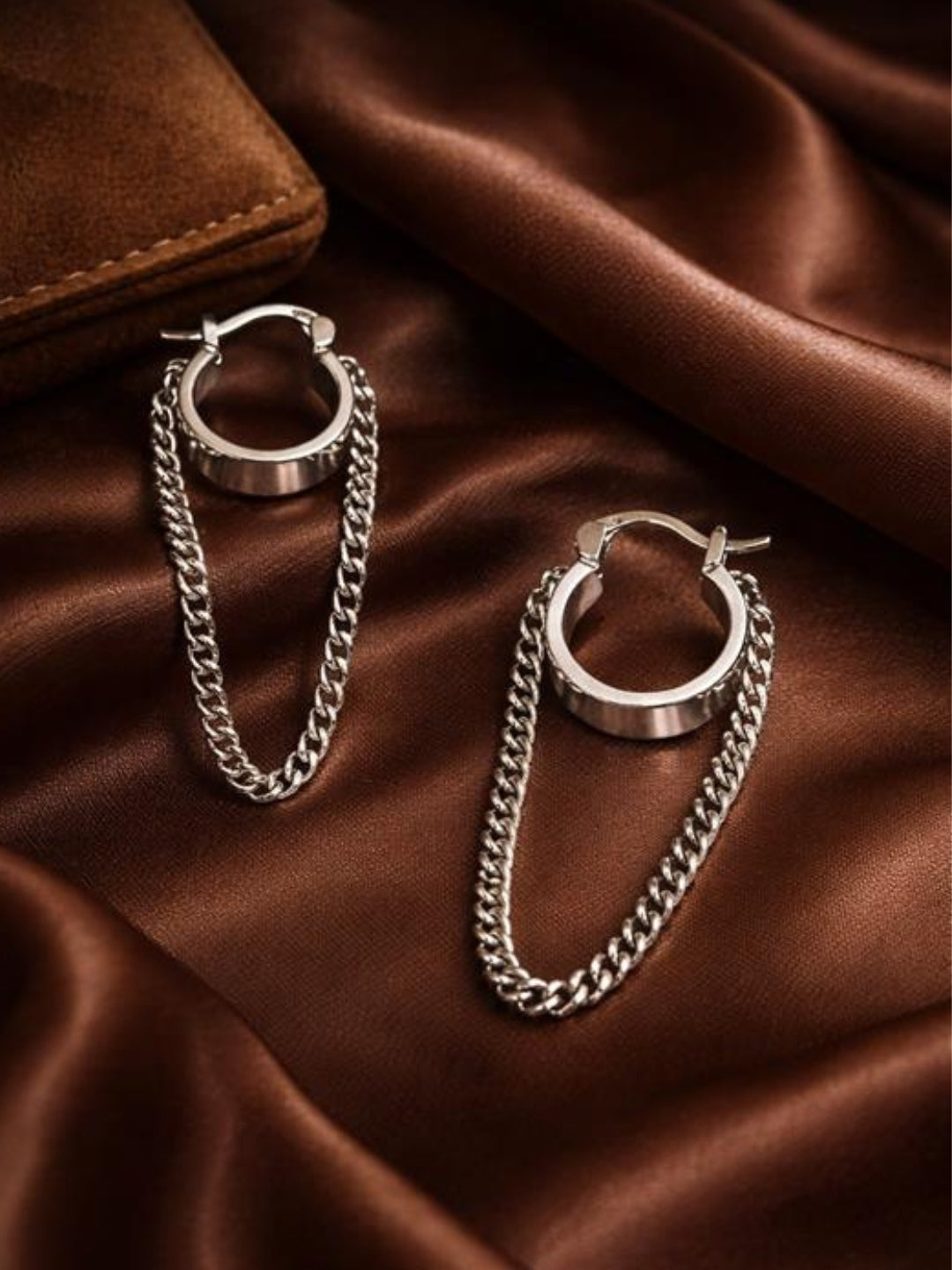 925 Sterling Silver Chain Hoop Earrings