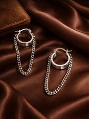 925 Sterling Silver Chain Hoop Earrings