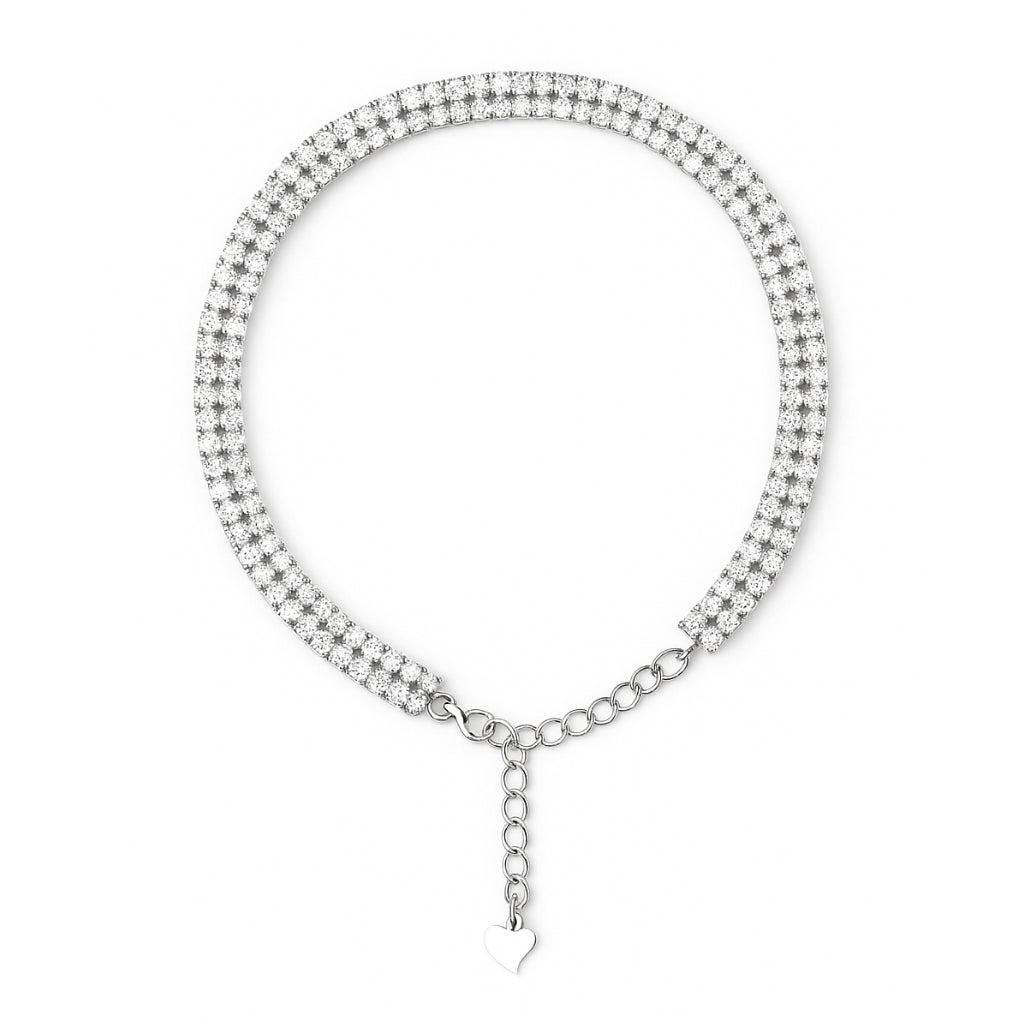 Silver Double Row Zircon Tennis Bracelet