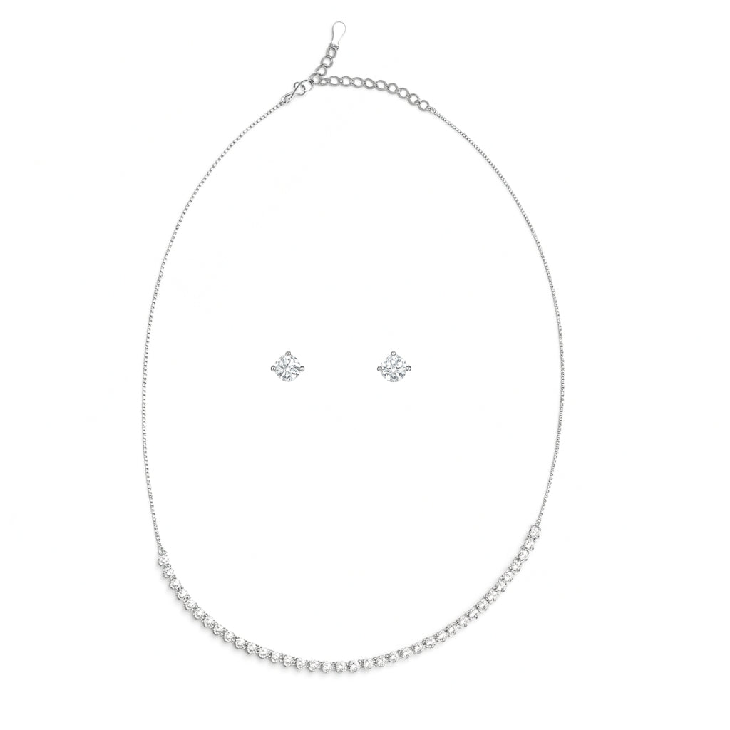 Elegant Silver Necklace & Stud Earring Set