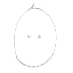 Elegant Silver Necklace & Stud Earring Set